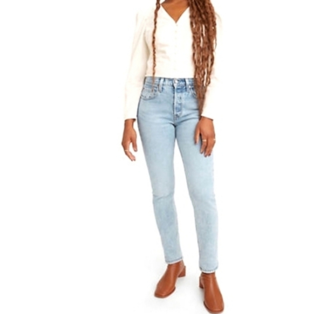 ⭐️501 LEVI'S BUTTON FLY PREMIUM SKINNY JEANS HIGH WAISTED LIGHT WASH W27/28L